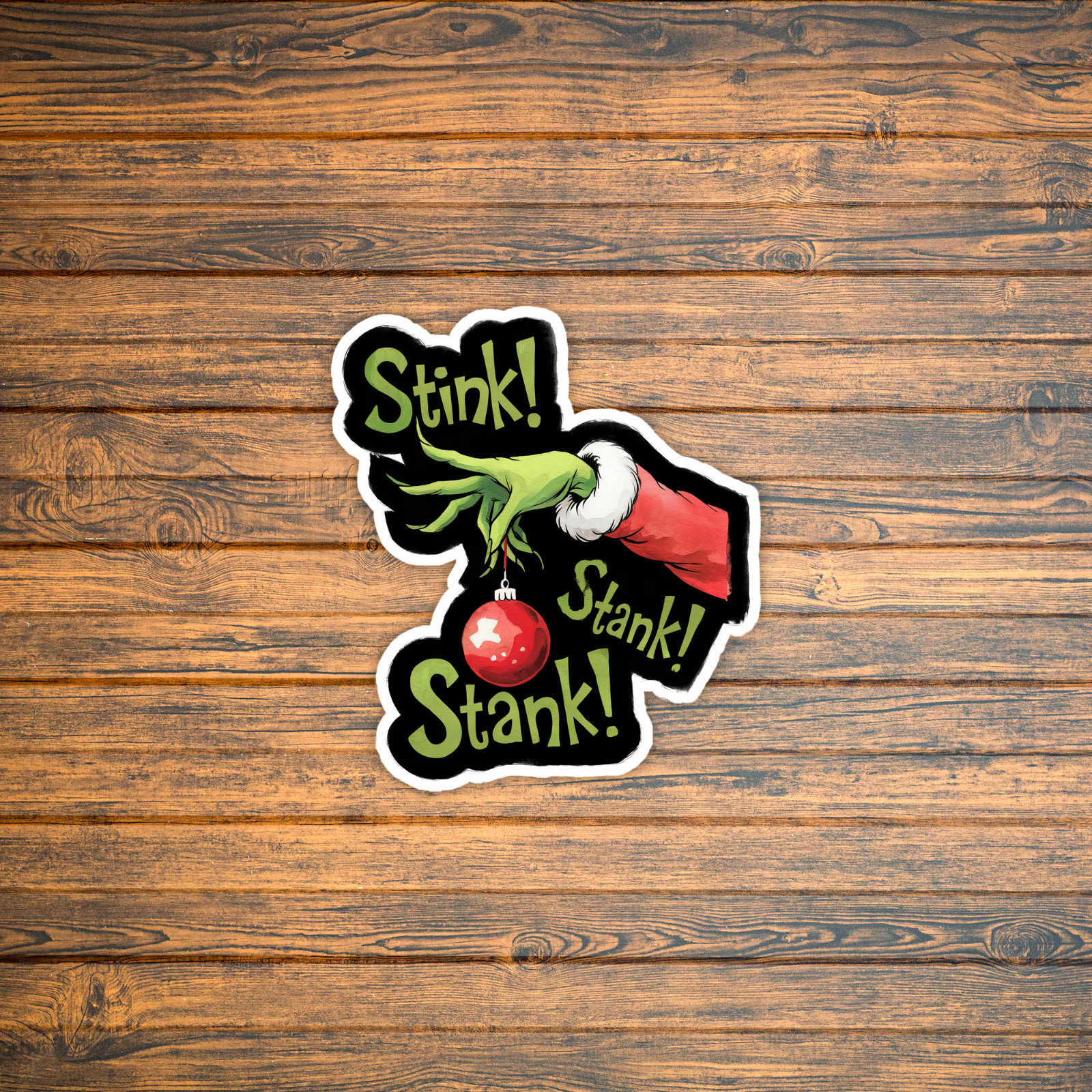 Grinch Hand Holding Stink Stank Christmas Ornament Sticker #833