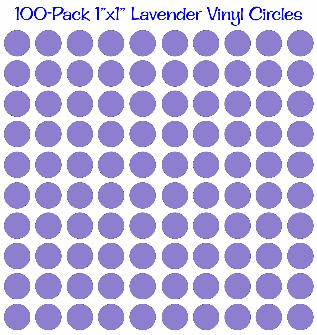 100 pack 1″x1″ Diameter Round Lavender Vinyl Circles / Polka Dots Decals 1×1