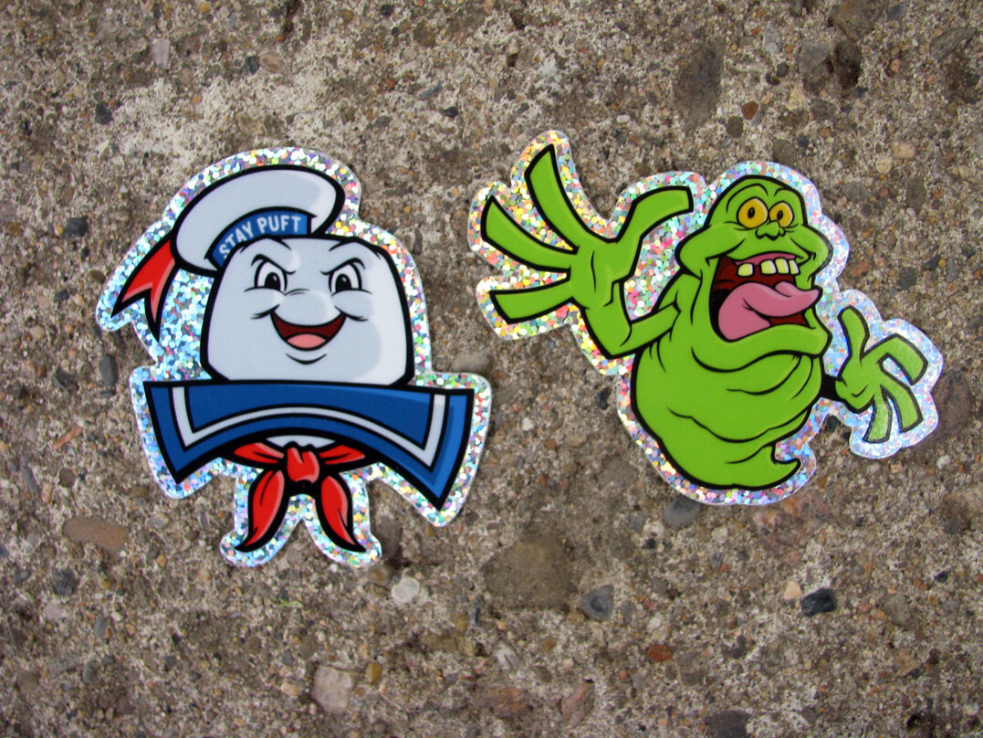 Stay Puft Slimer Glitter Sticker Set Ghostbusters Marshmallow Man Decal 3″