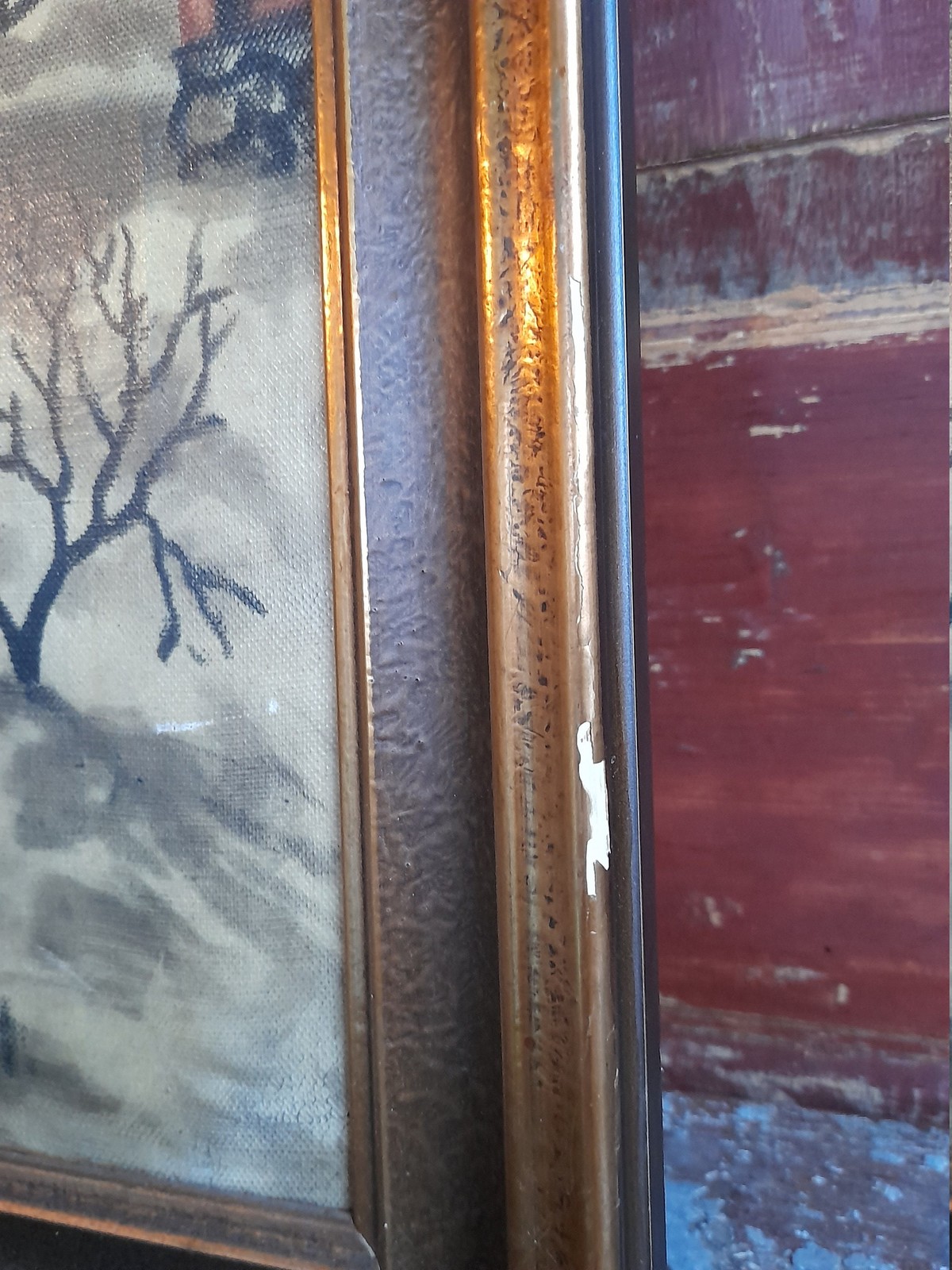 Scandinavian Charm: Vintage Oil Painting of a Norwegian Farmer’s Yard
