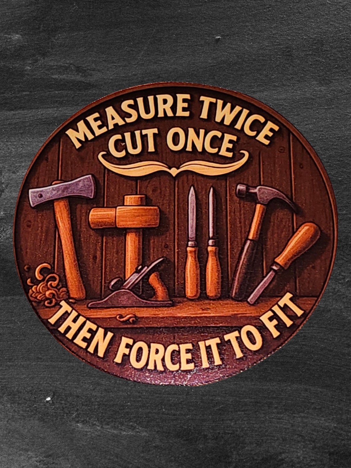 3″ Vinyl Die cut decal “Cut Once Measure Twice”