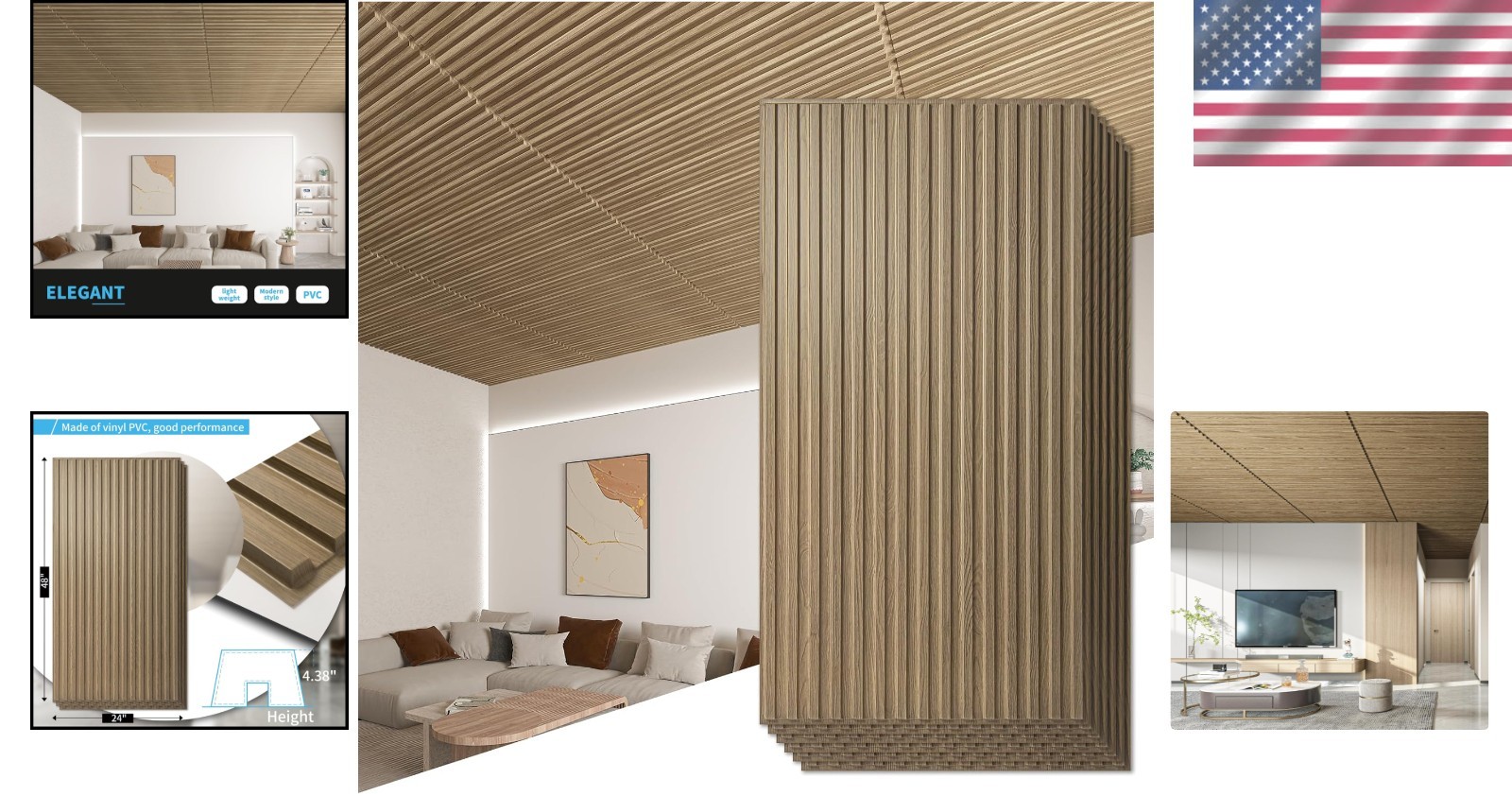 3D Wall Panels 6-Pack – Modern PVC Slat Design`
