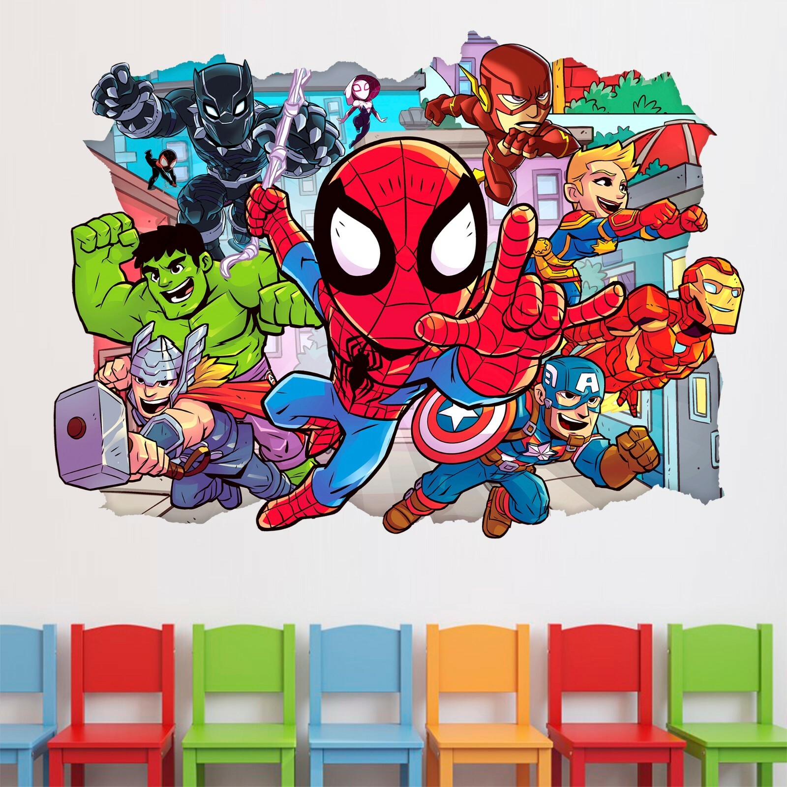 Super Hero Kids Wall Decal, Wall Sticker, Cartoon, Removable