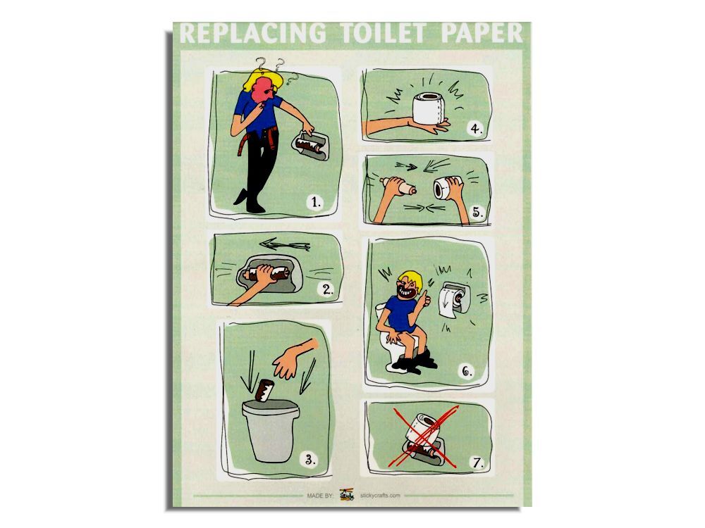 Toilet Paper Roll Replacement Instruction Manual – Vinyl Sticker, Decal, Gift