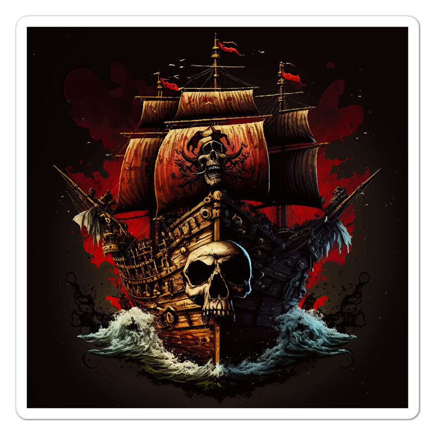 Pirate Ship Waves, Vinyl Decal Sticker, Indoor Outdoor, 3 Sizes, #9154