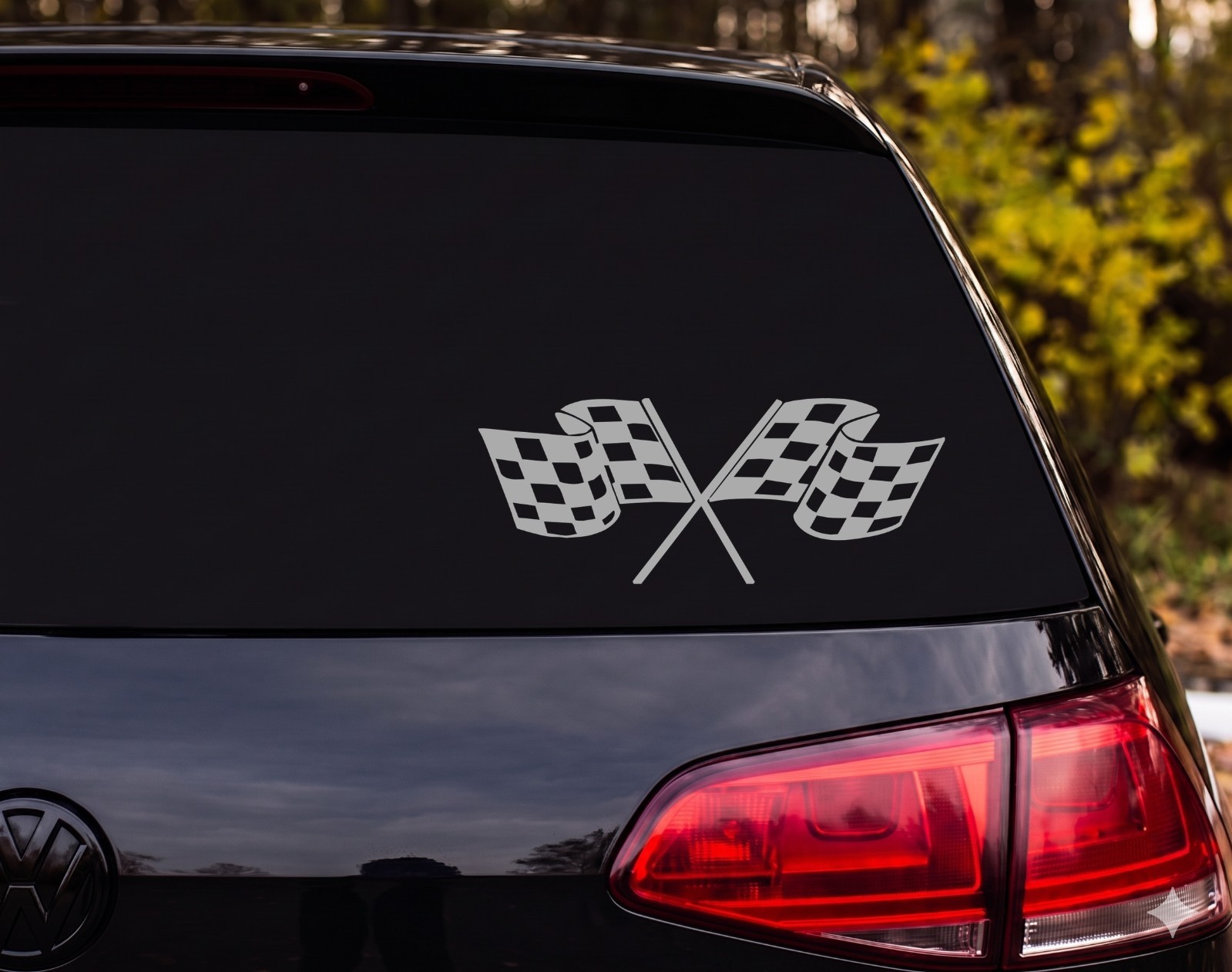 Crossed Checkered Racing Flags Vinyl Decal Sticker Car Truck | Racing Fan Gift