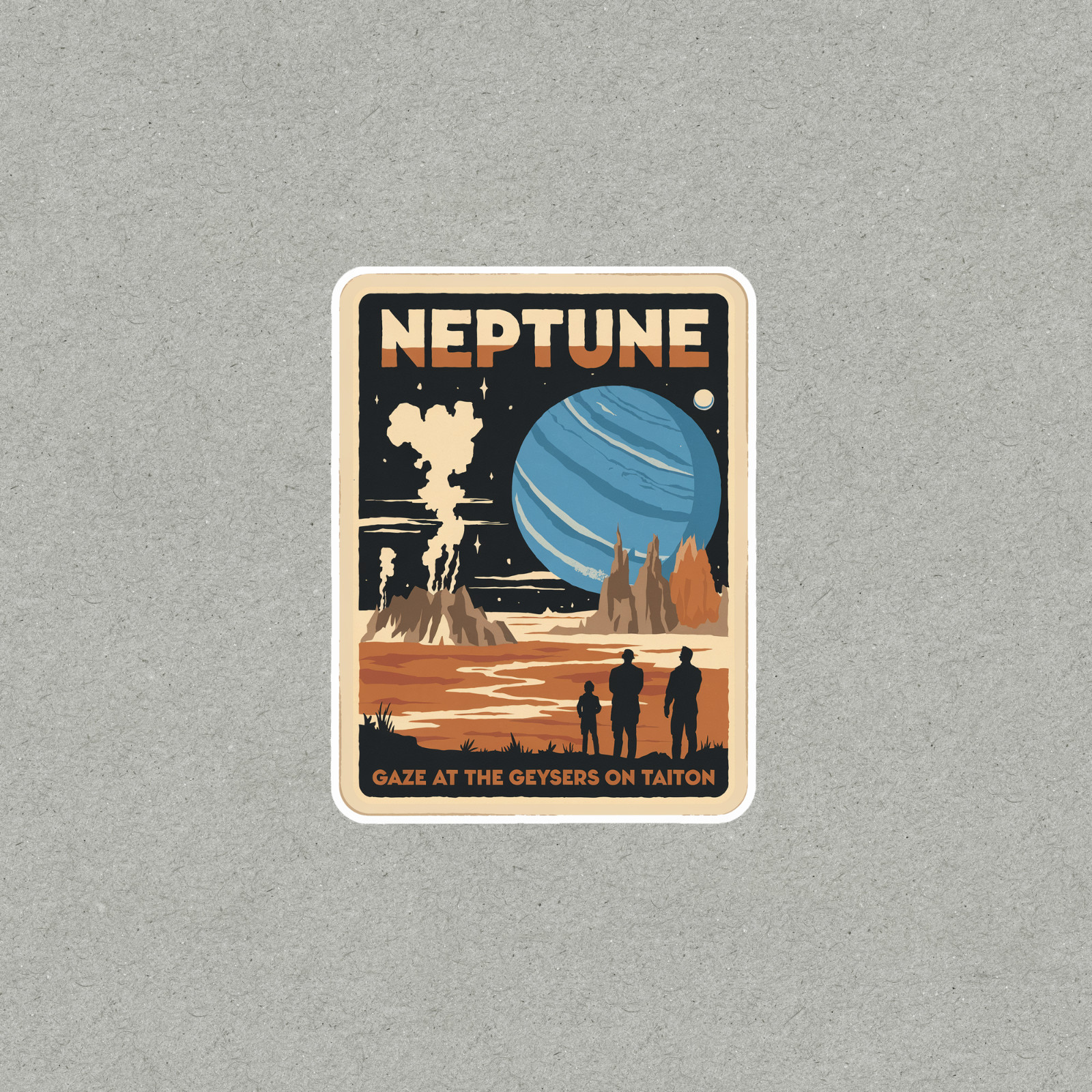 Vintage Neptune Space Travel sticker – Gaze at the Geysers on Triton #3442