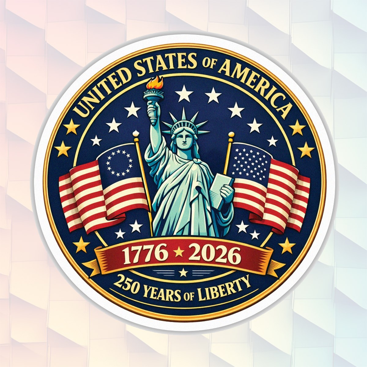 250th Anniversary Sticker, USA 1776–2026, 250 Years Of Liberty Sticker Size 5″