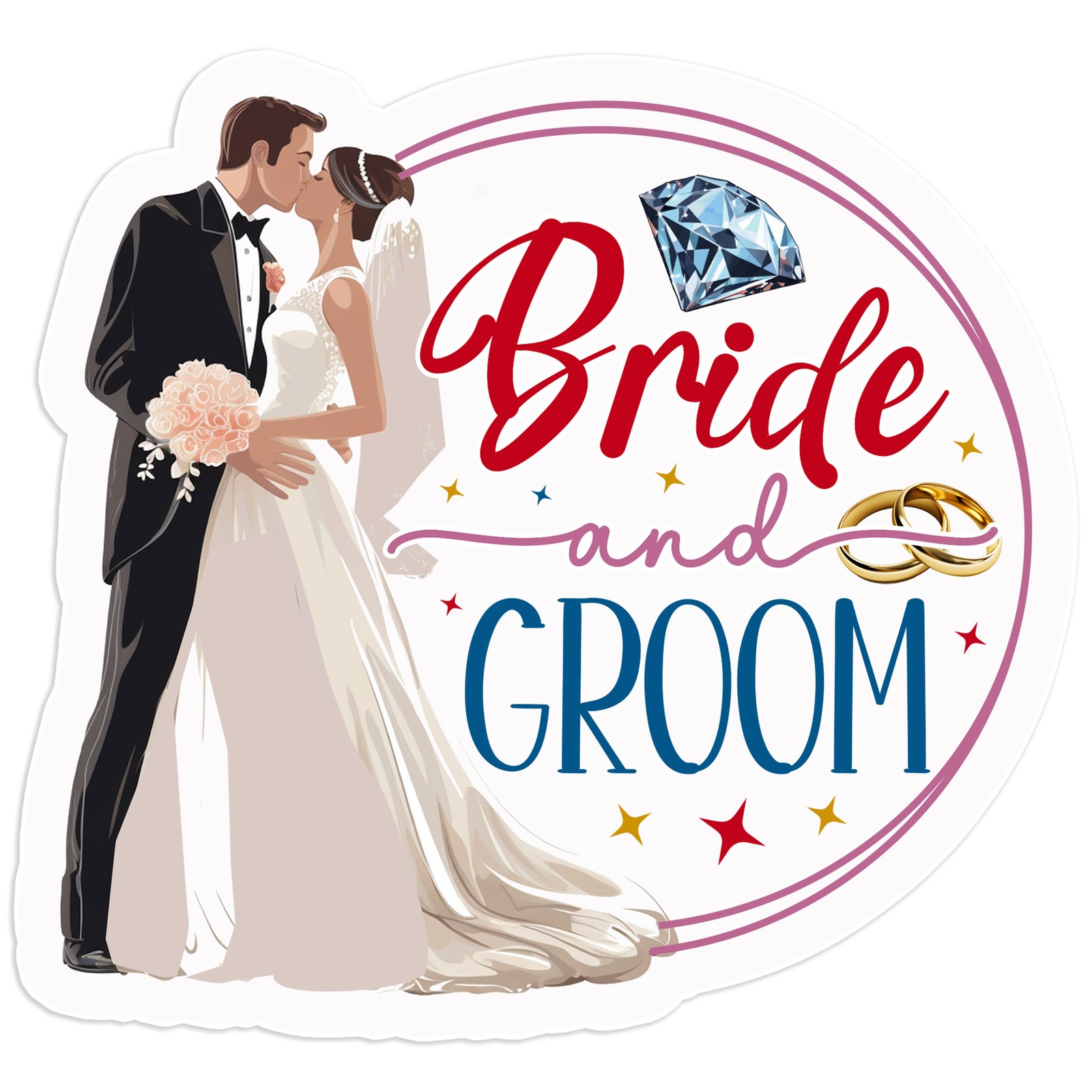 Bride and Groom – Vinyl Decal Sticker – Car Window Laptop – #1040