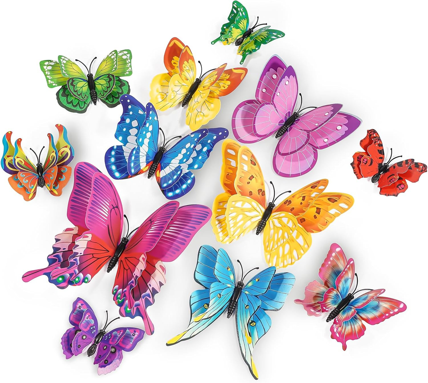 24PCS Butterfly Wall Decor 12 Styles 4 Sizes, 3D Colorful Butterflies Stickers f