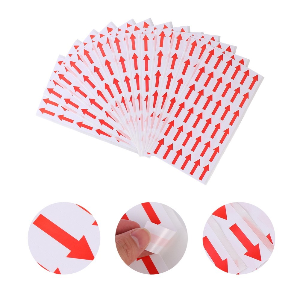 500 Pcs Red Arrow Sticker Label Copper Paper Adhesive Material