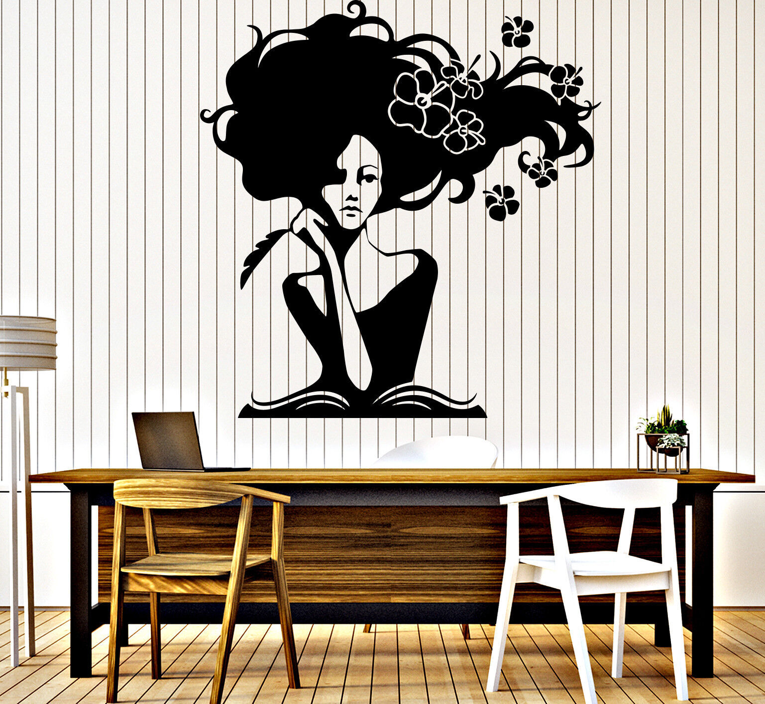 Girl Wall Vinyl Decal Romantic Image Woman Writer Book Interior Decor (n971)
