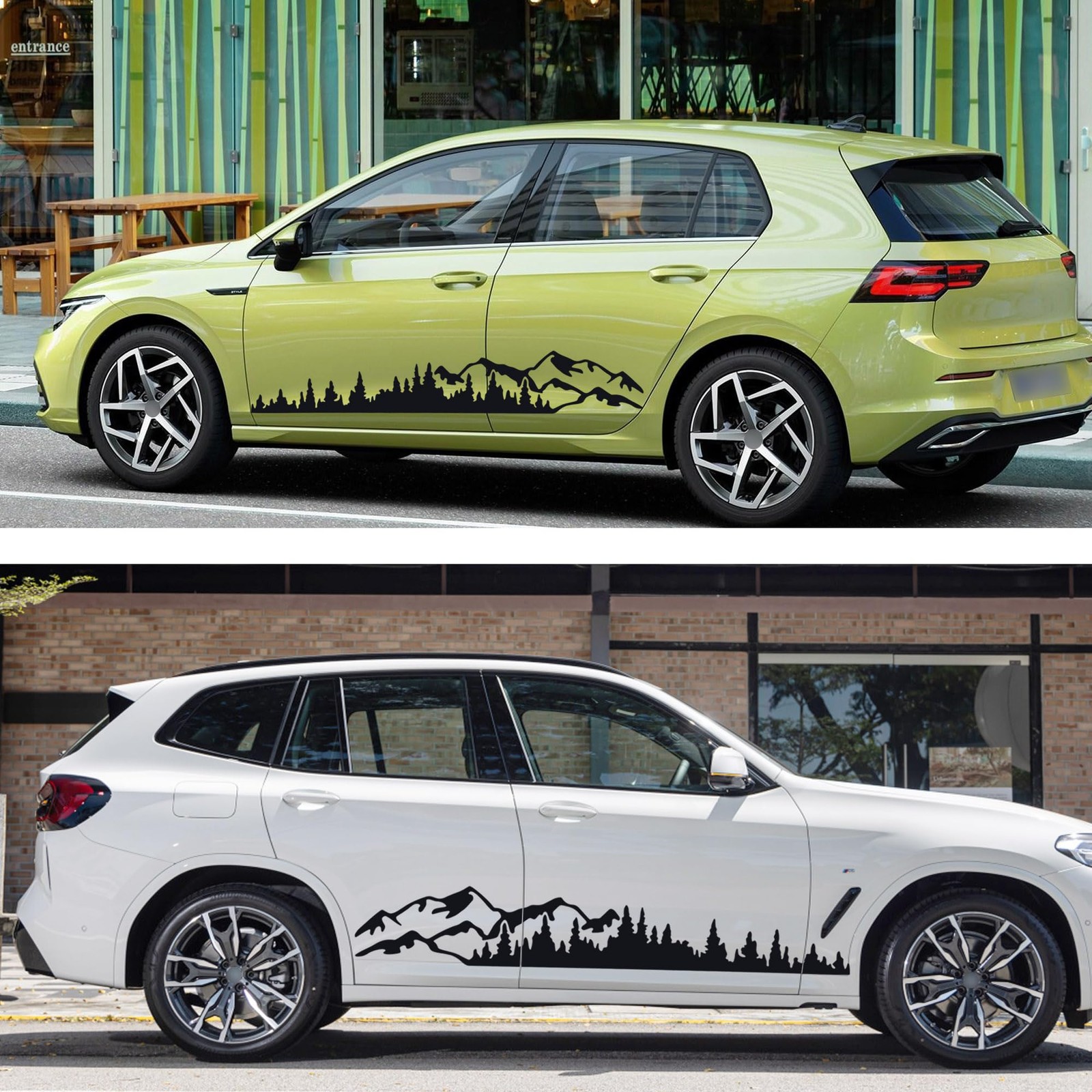 1 Pair 77.4” Mountain Tree Forest Vinyl Decals for Car Body Door Side Auto M…