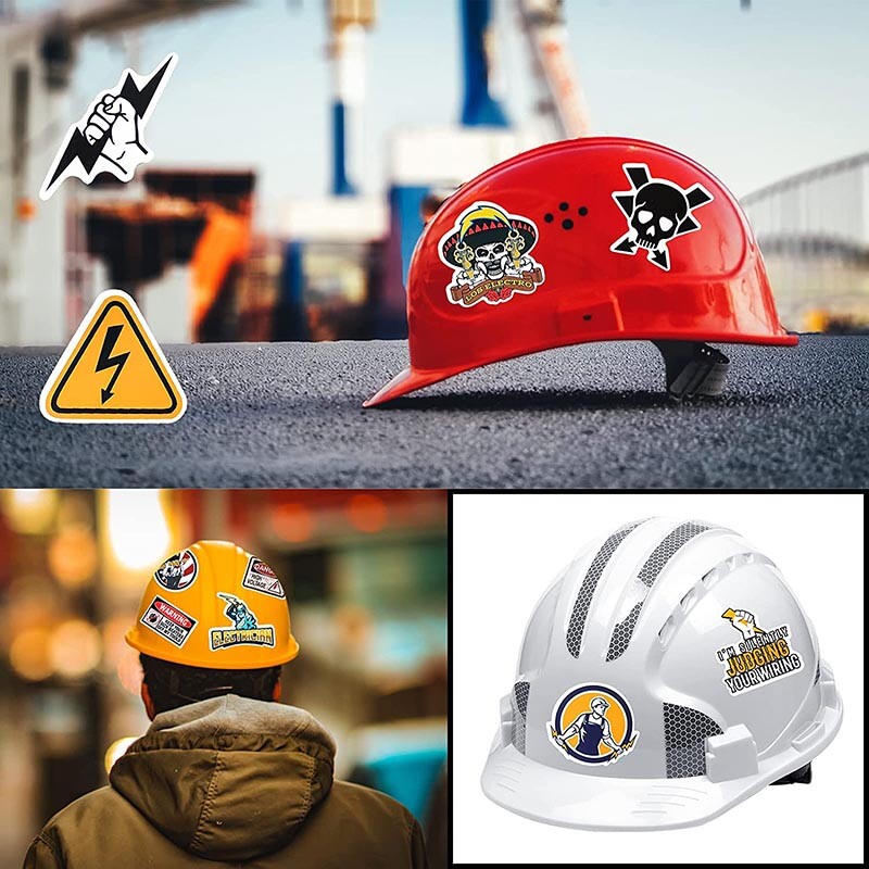 100 Pack Hard Hat Stickers HardHat Sticker & Decals, Helmet, Flask, Bottle Lot
