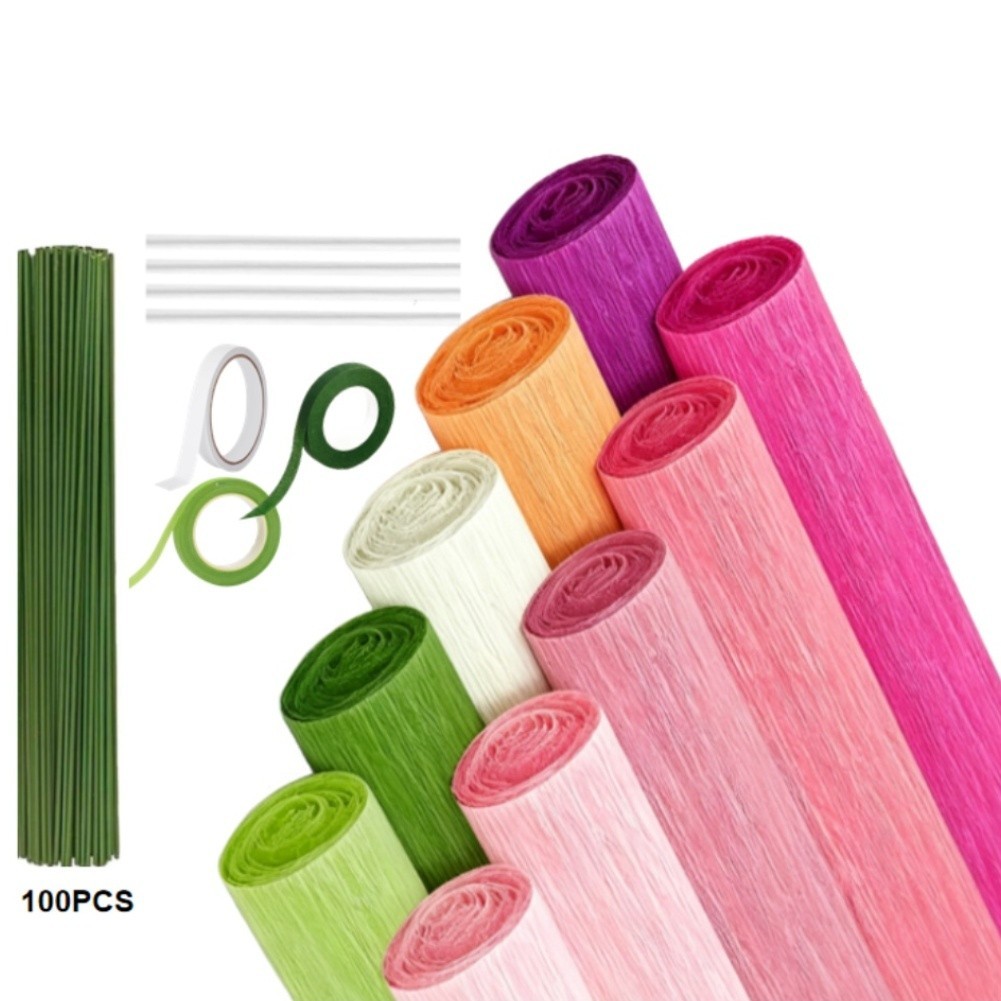 Crepe Paper Rolls 10 Pack Assorted Colors for DIY Craft Projects Flowers