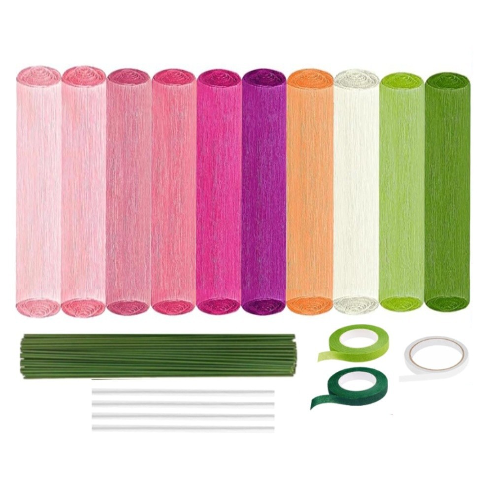 Crepe Paper Rolls 10 Pack Assorted Colors for DIY Craft Projects Flowers