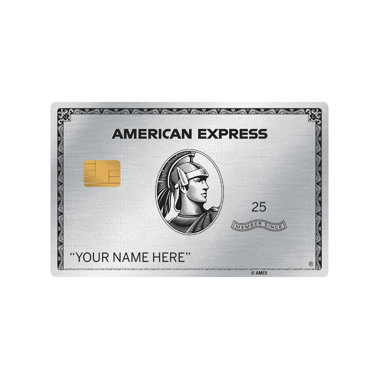 Custom AE Express Platinum Card Skin 2-Pack Personalized with Your Name (S-Chip)