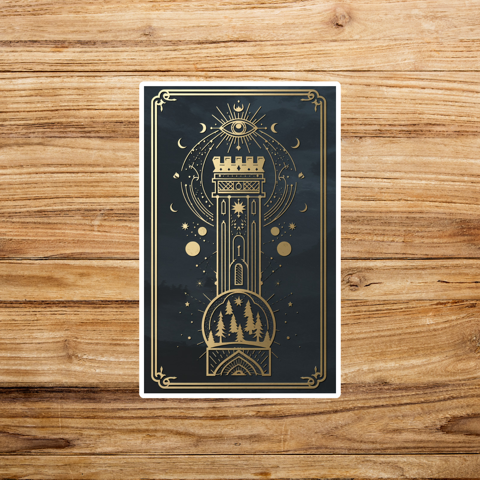 Mystical Tower Tarot Card Sticker – Celestial Magic Gothic Decal #2217