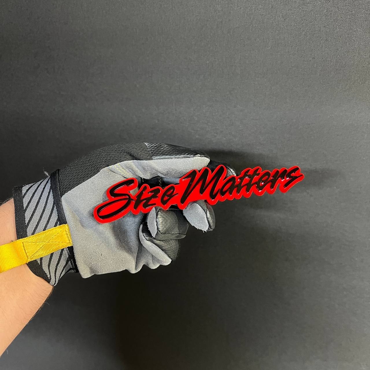 1x “SIZE MATTERS” Custom Text 3D Acrylic Car Emblem Badge Multicolor Laser Cut