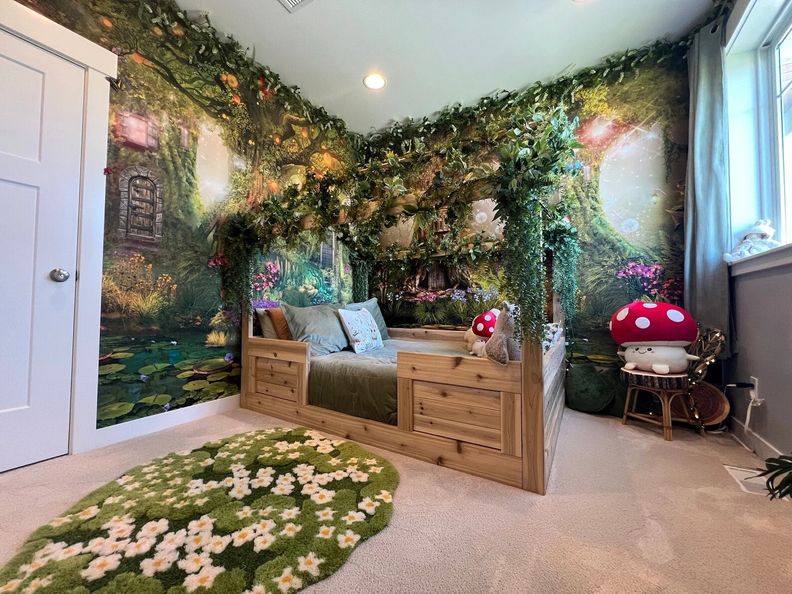 Magic Forest Wall Mural, Nursery Wallpaper Decal. Elves & Fairies. Self-adhesive