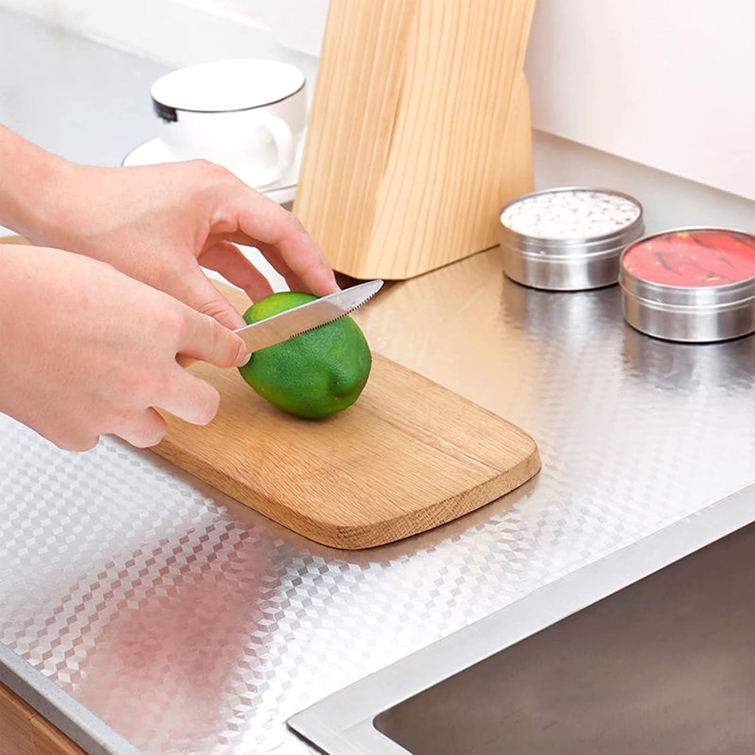 Kitchen Wallpaper Oil Proof Sticker Backsplash Aluminum foil Oil self-Adhesiv…