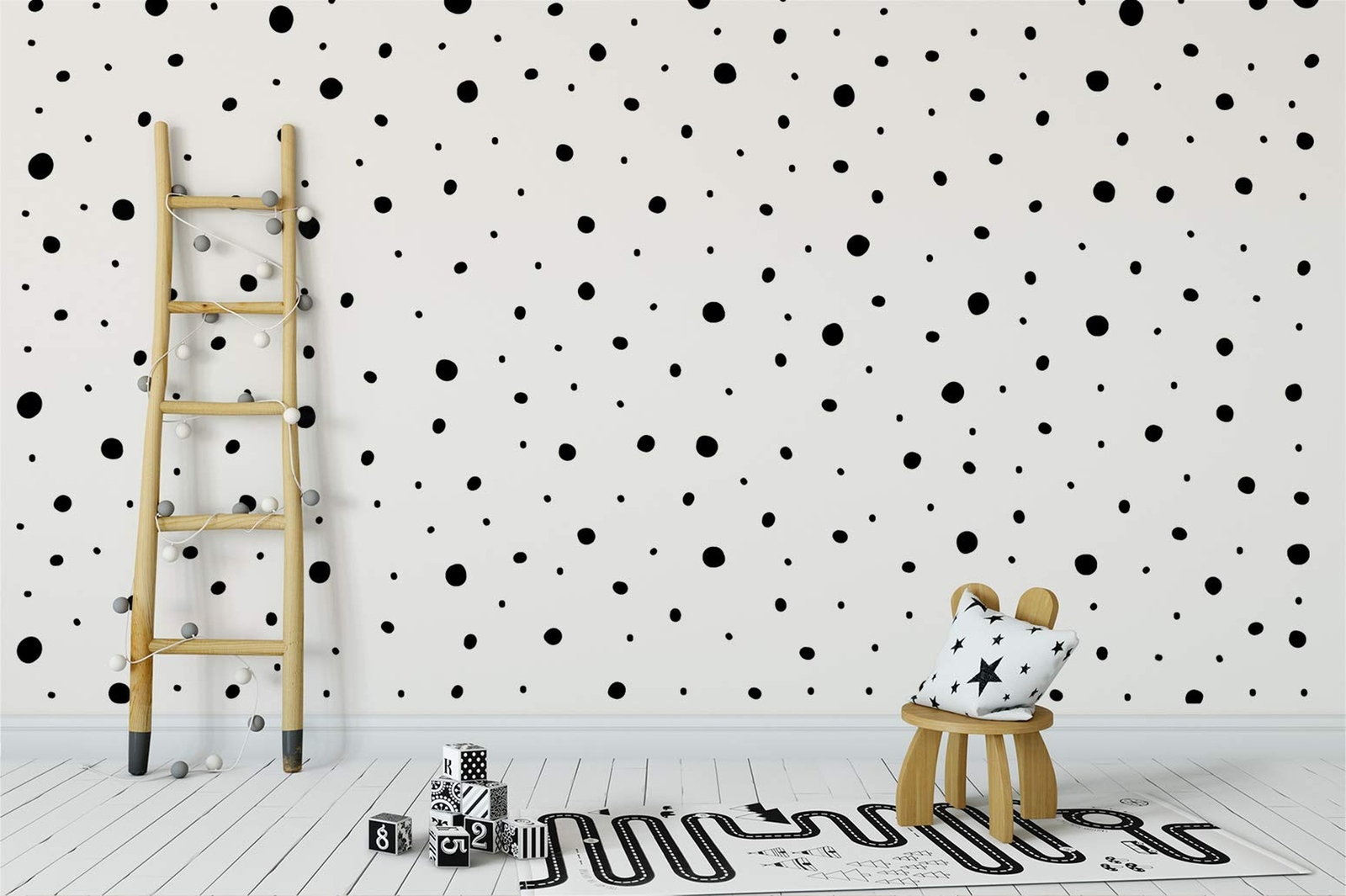 | Hand Drawn Blobs & Dots Dalmatian Irregular Shape Home Nursery Decoration P…