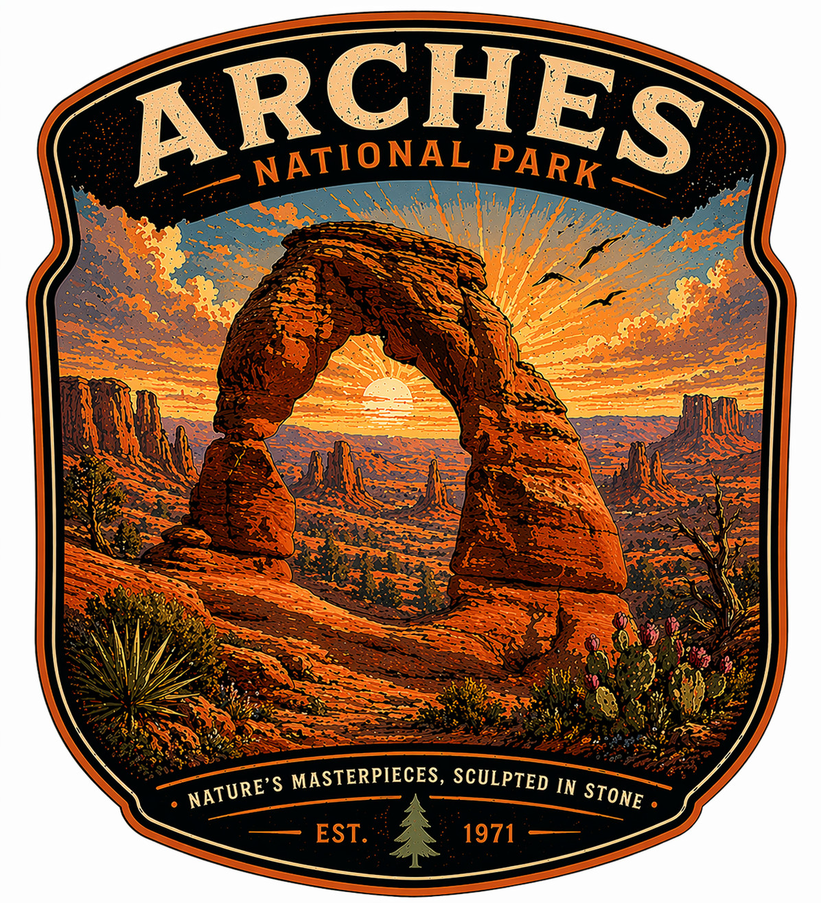 Arches National Park Sticker Decal Vintage Travel Badge Waterproof Laptop