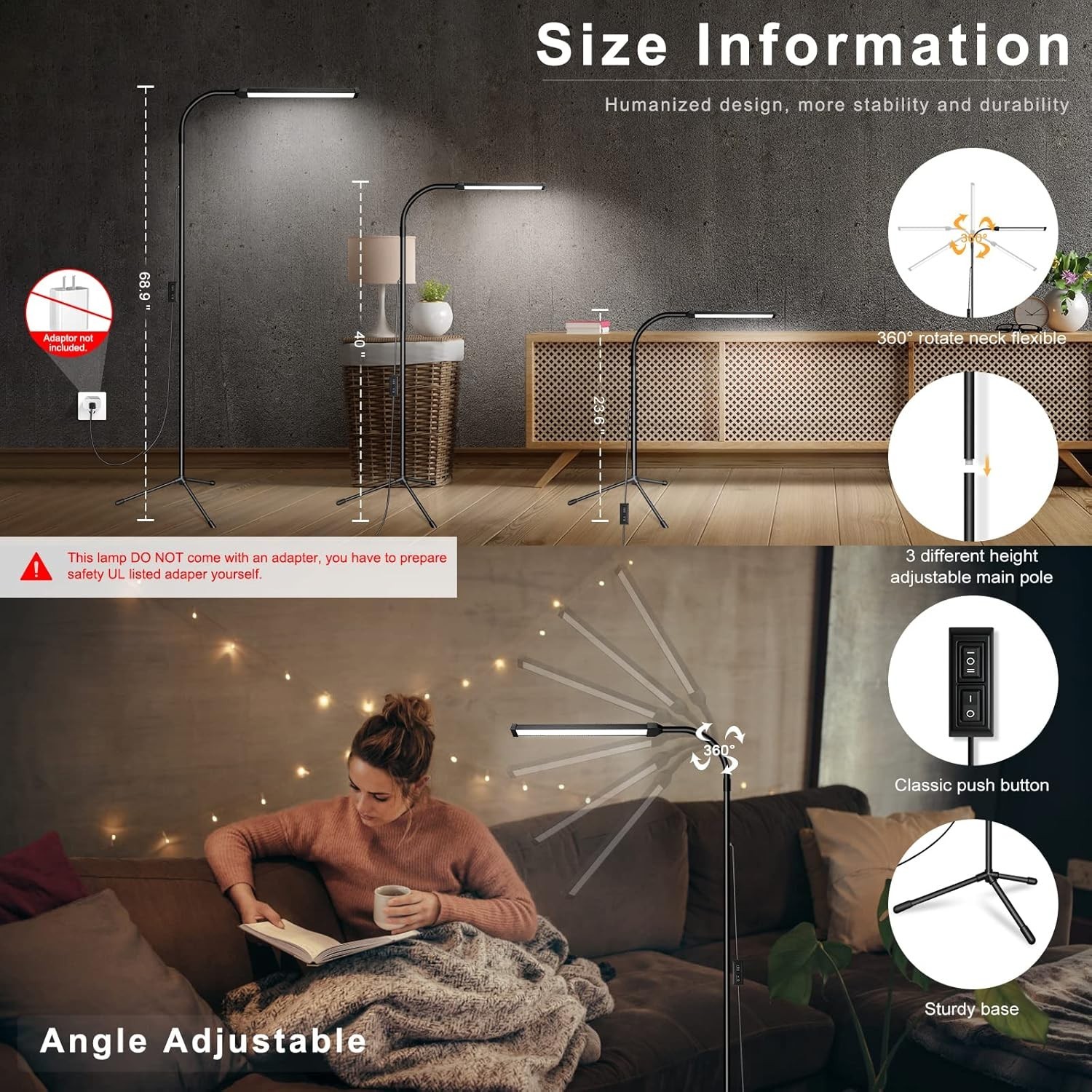 Led Floor Lamp for eyelash extensions Standing light Floor Lamps for Office Stan