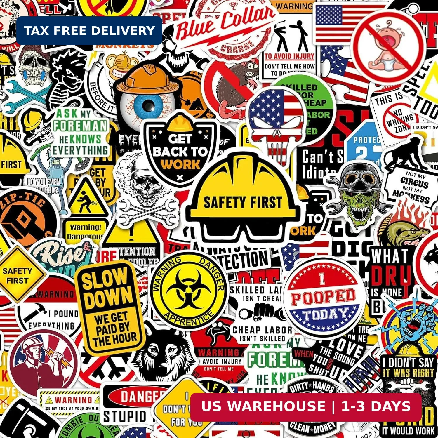 Hard Hat Stickers for Adults, Funny Sticker Pack for Adults, Waterproof Hard Hat