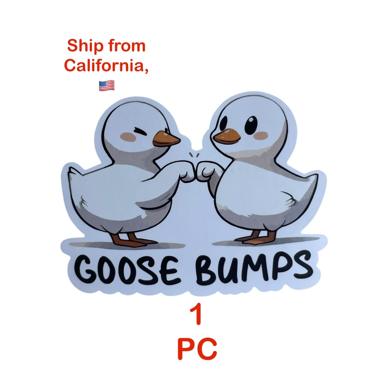 1 PC – Glossy Goose Bumps Funny Cute Fist Laptop Travel Luggage Cup Bottle Book