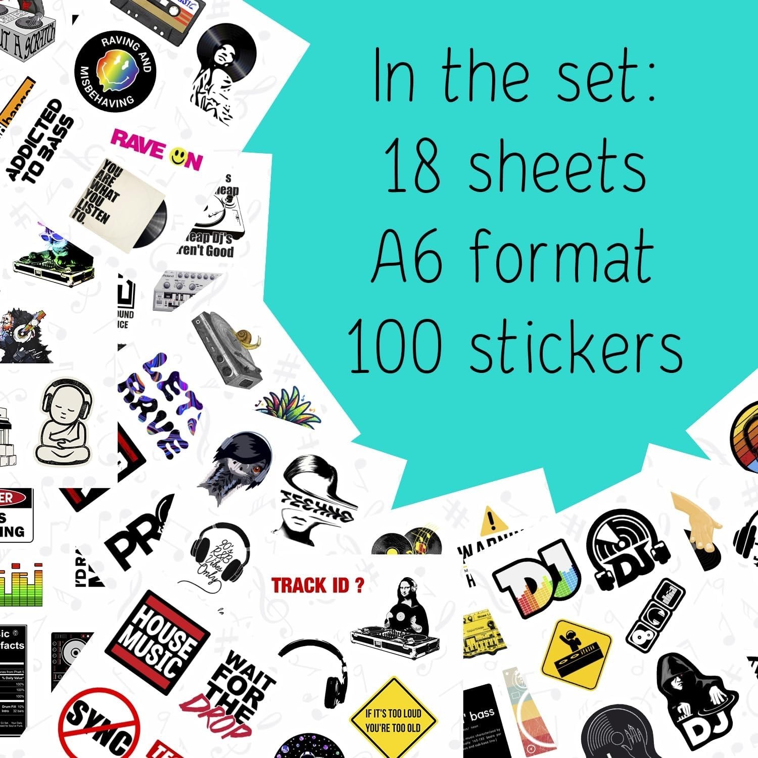 BulbaCraft 100Pcs DJ Stickers for Water Bottle and Laptop – DJ Party Favors a