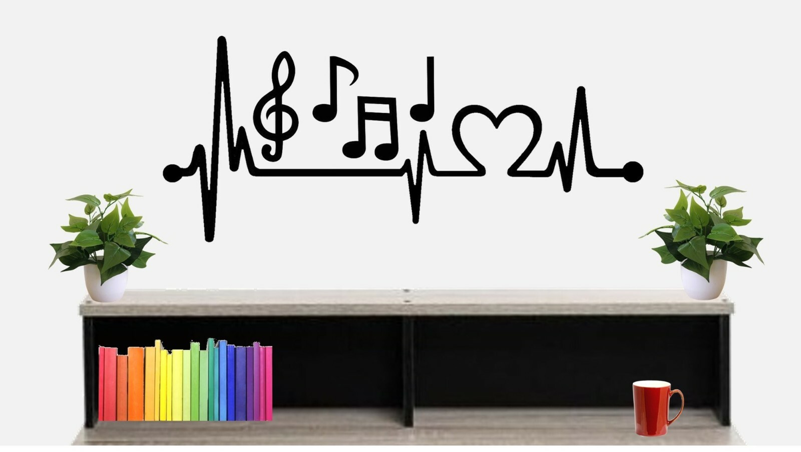 Music Notes Heartbeat Lifeline Wall Decal BG 495 Marching Band Jazz Guitar Bass