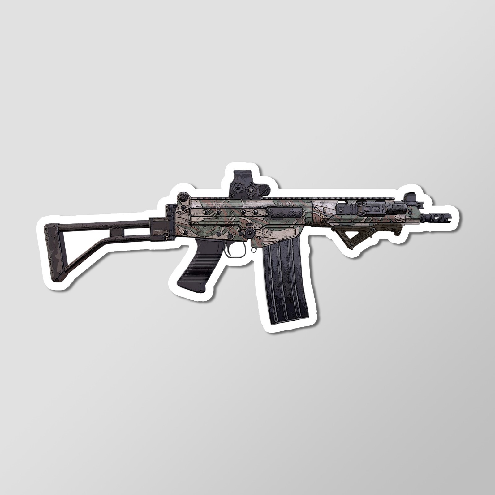 FAL Battle Rifle Para, Brushstroke Camo Laptop Sticker Vinyl 4″ Wide