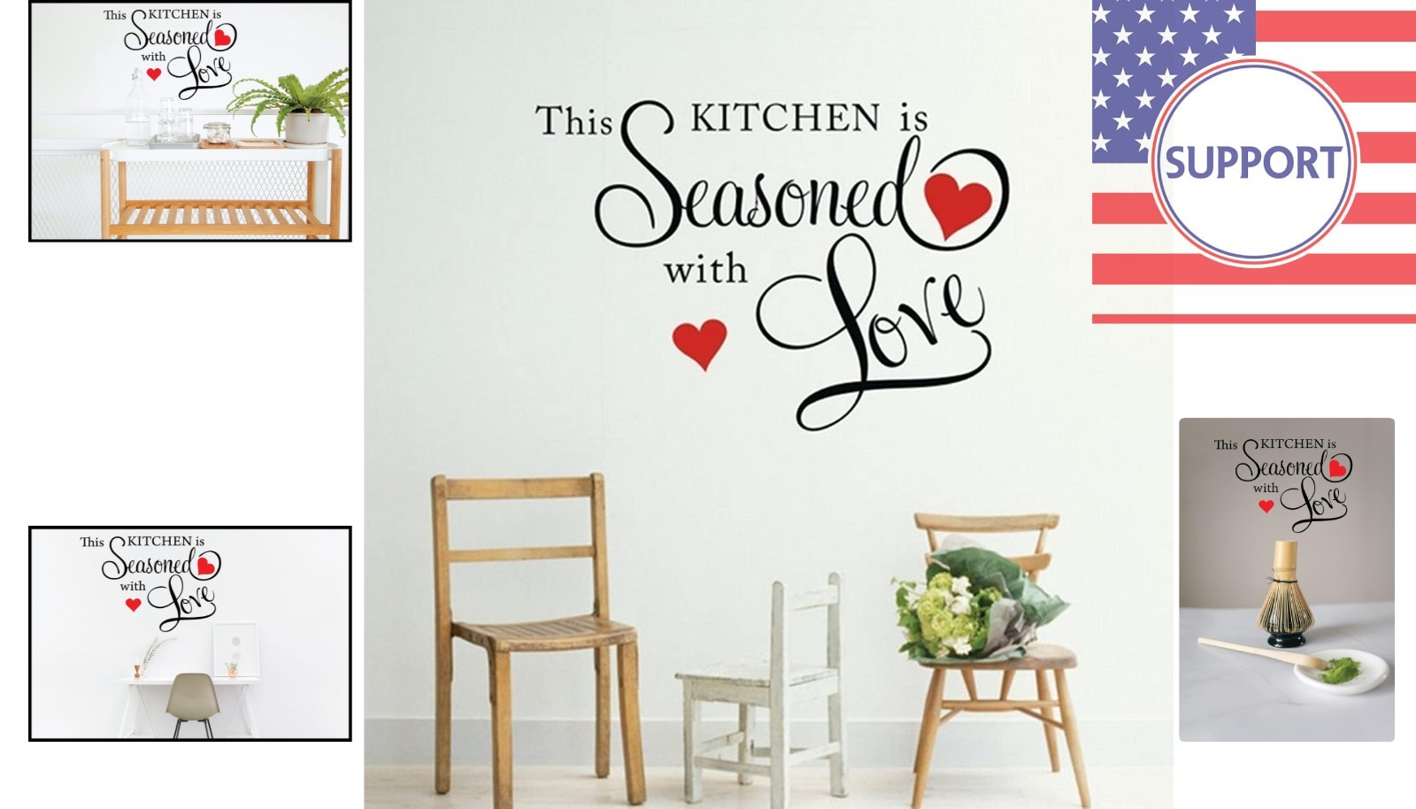 ‘Seasoned with Love’ Irregular Wall Decal – Stylish Black Art for Your Kitchen