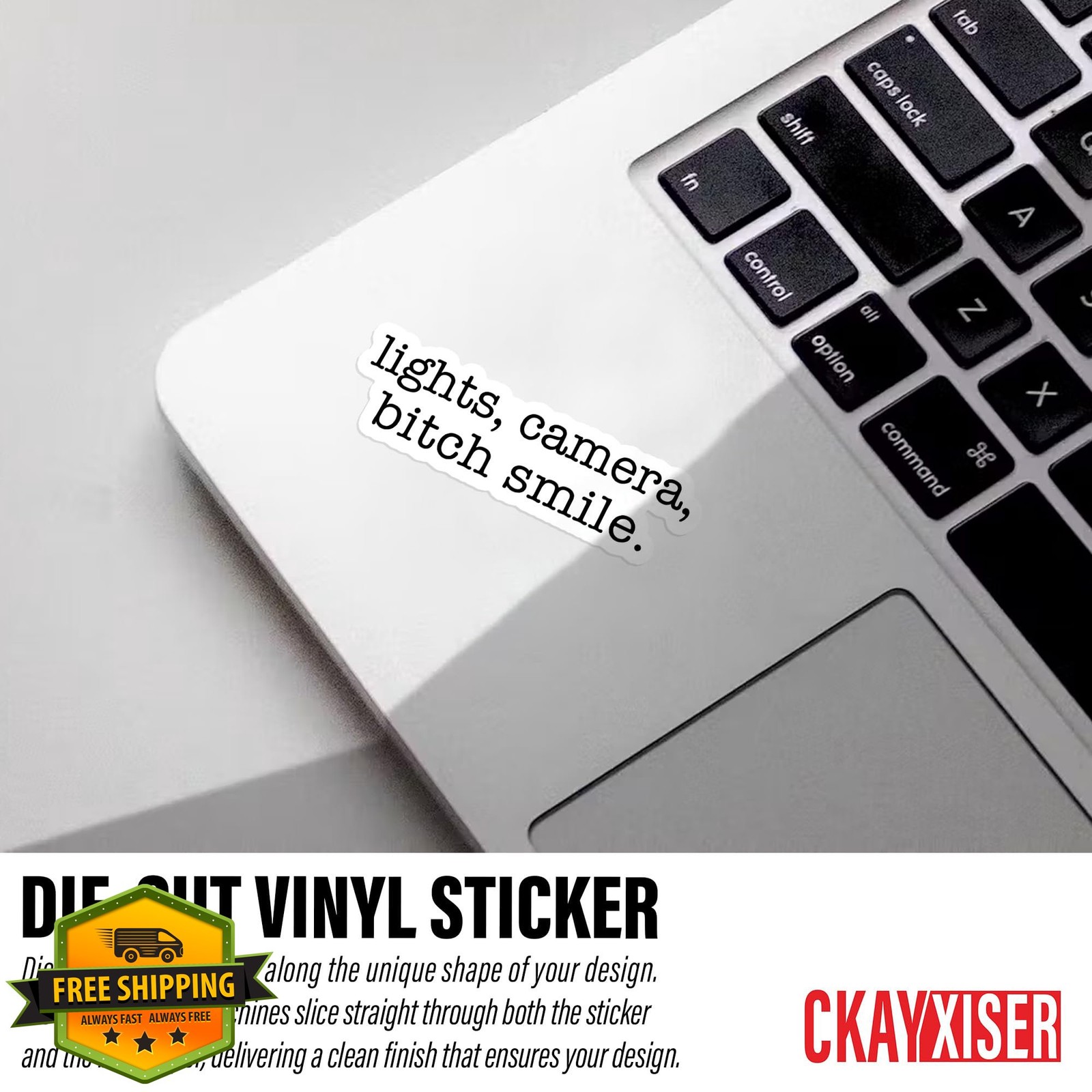 CKAYXISER 2×2 Inch Lights Camera Bitch Sticker