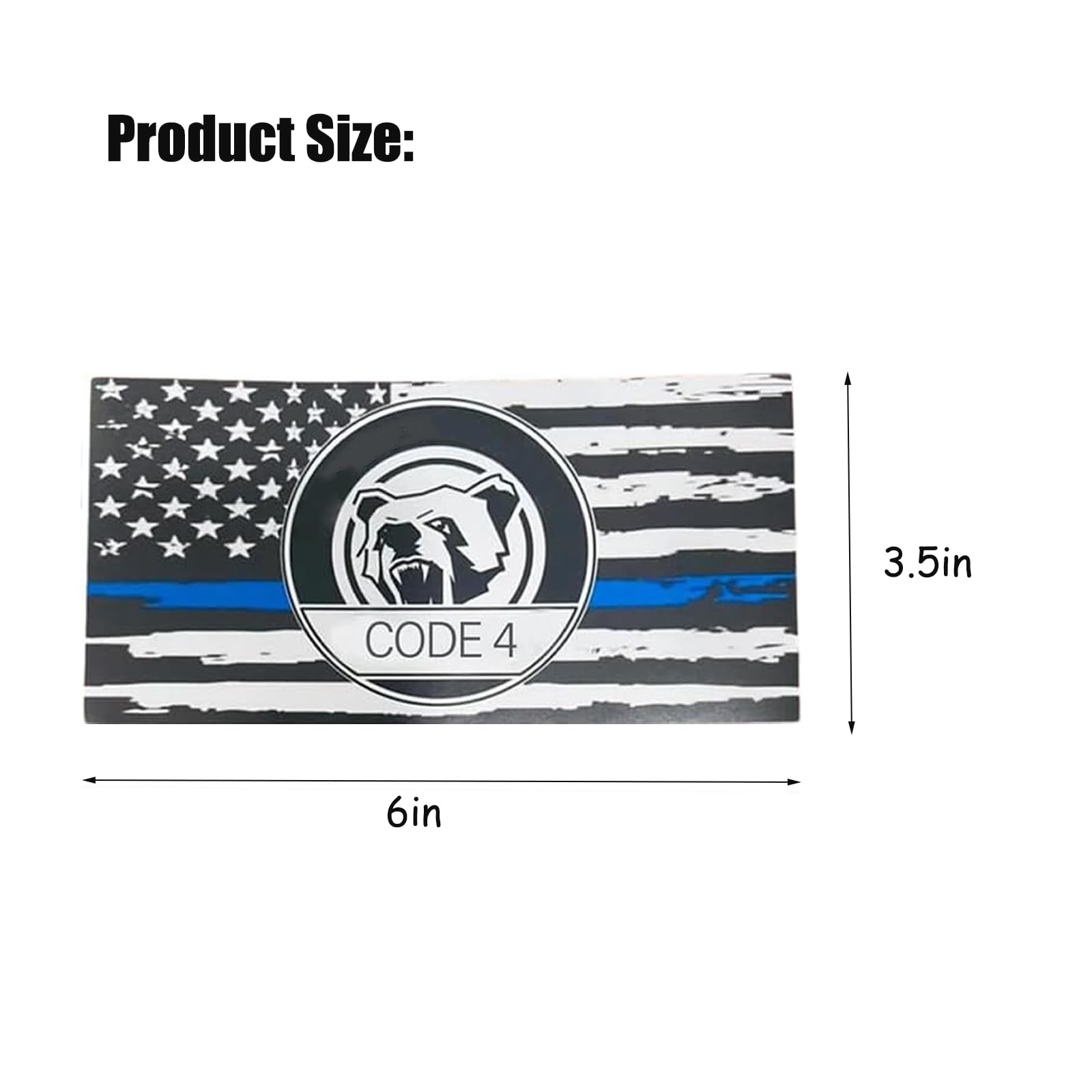 6pcs Thin Blue line Flag Code 4 Car Sticker Decal, Police Support American Flag