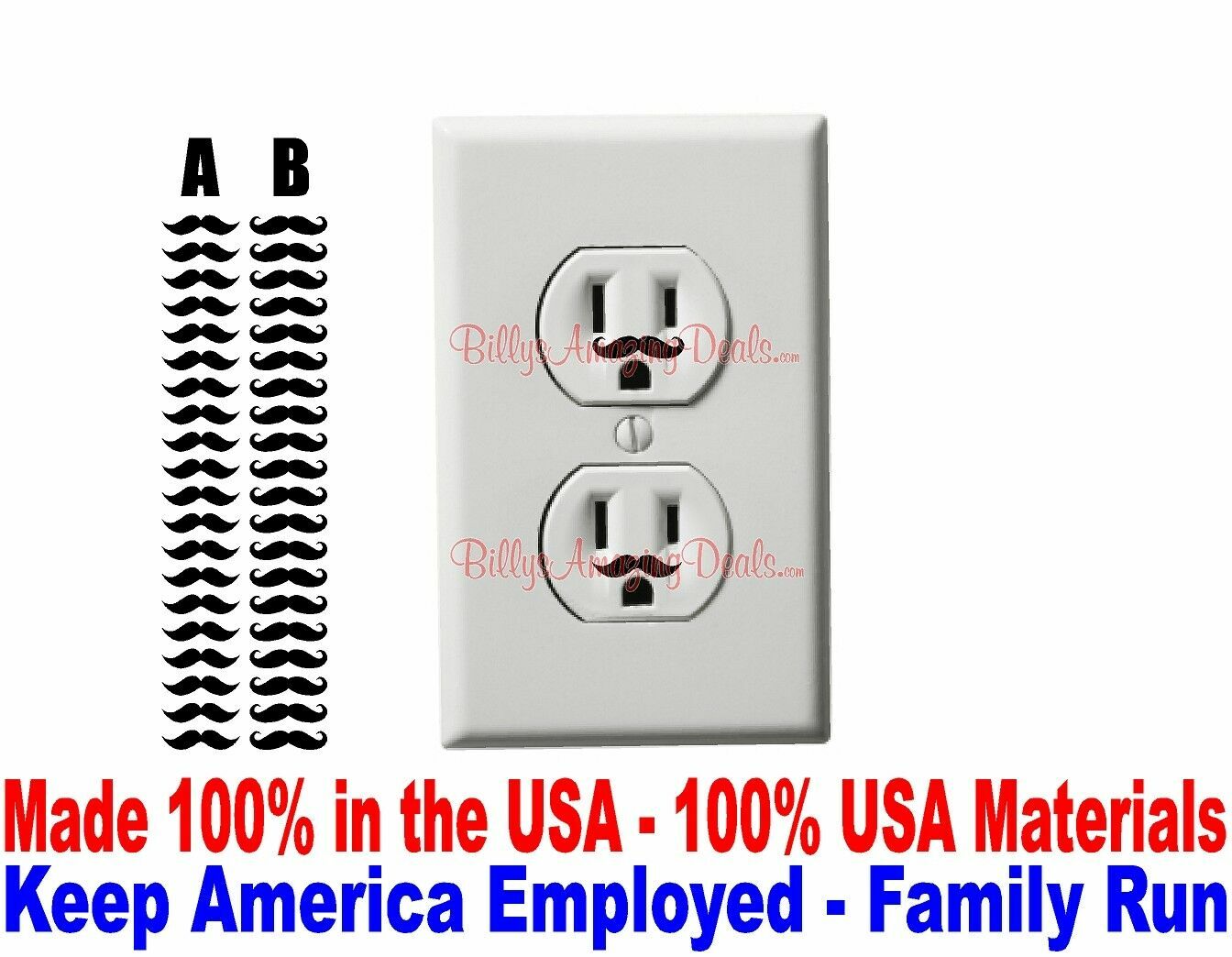 Mustache Vinyl Decal 40 set 1″ Funny Wall Electric Outlet Sticker RIFLESTACHE AB