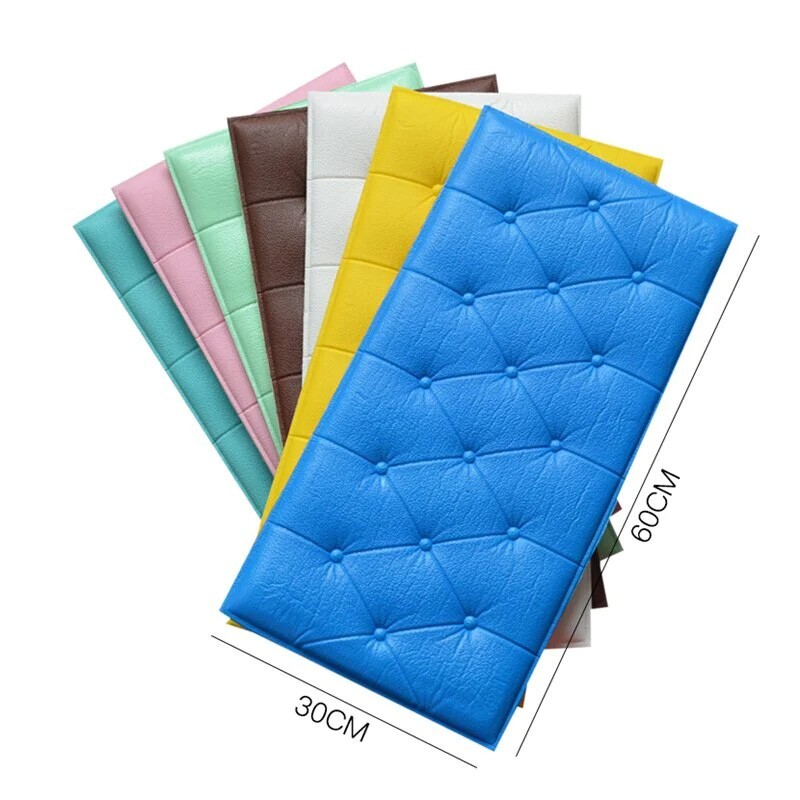 10x 3D Foam Panels Leather Style Wall Sticker Tile Self-adhesive Wallpaper Decor