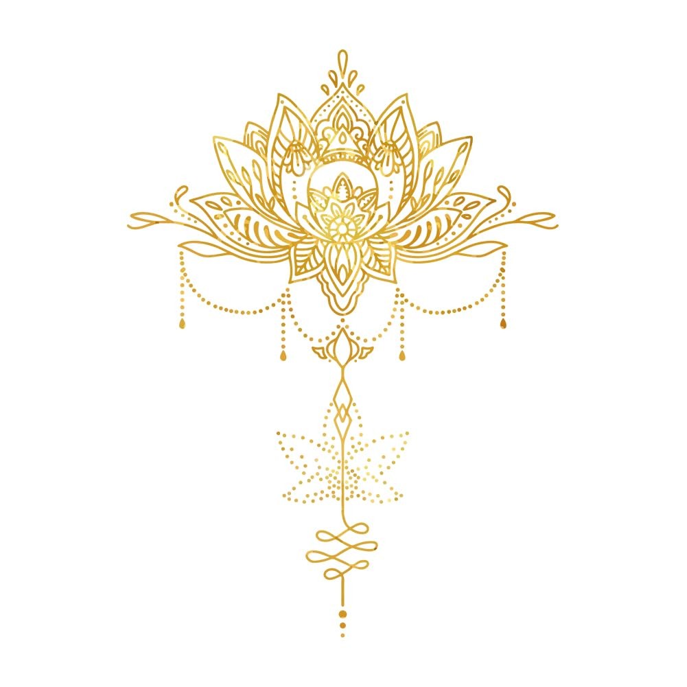 Golden Lotus Mandala Wall Decor Big Lotus Flower Wall Sticker Boho Indian Man…