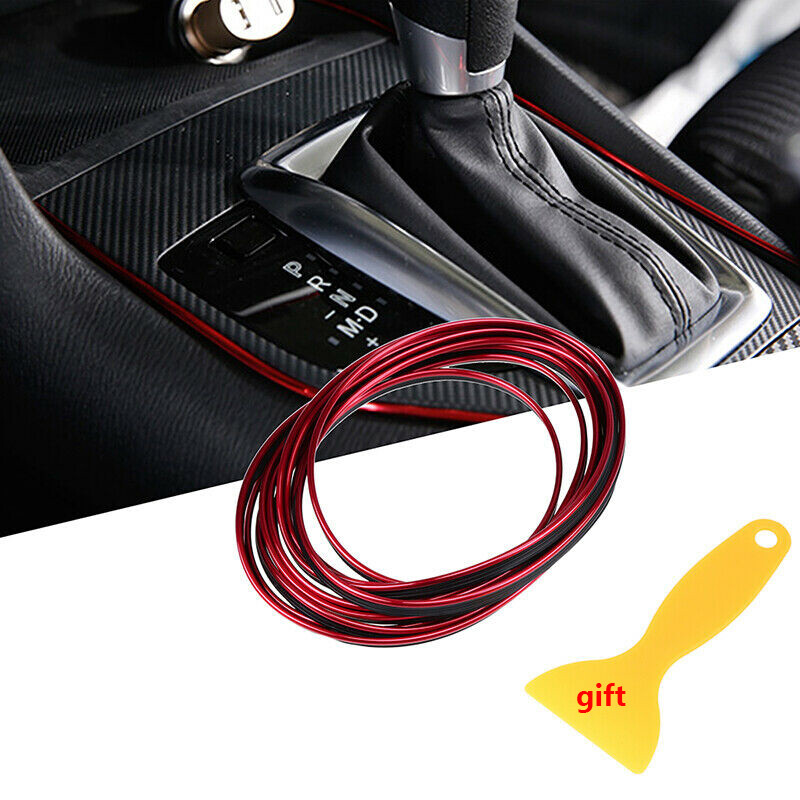 Red 5M Car DIY Interior Decor Door Sticker Moulding Styling Strip Trim Line Red