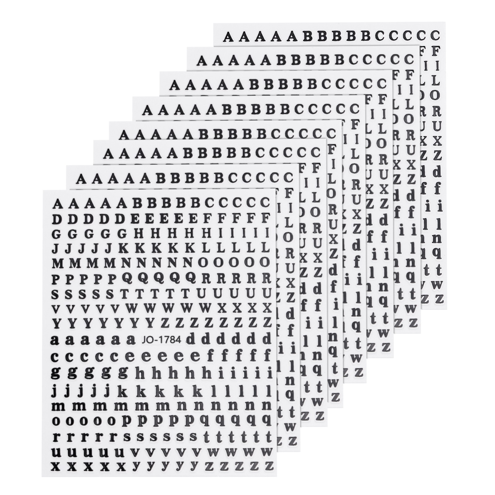 8 Sheets Letter Nail Stickers Self-Adhesive Alphabet Nail Stickers DIY Black