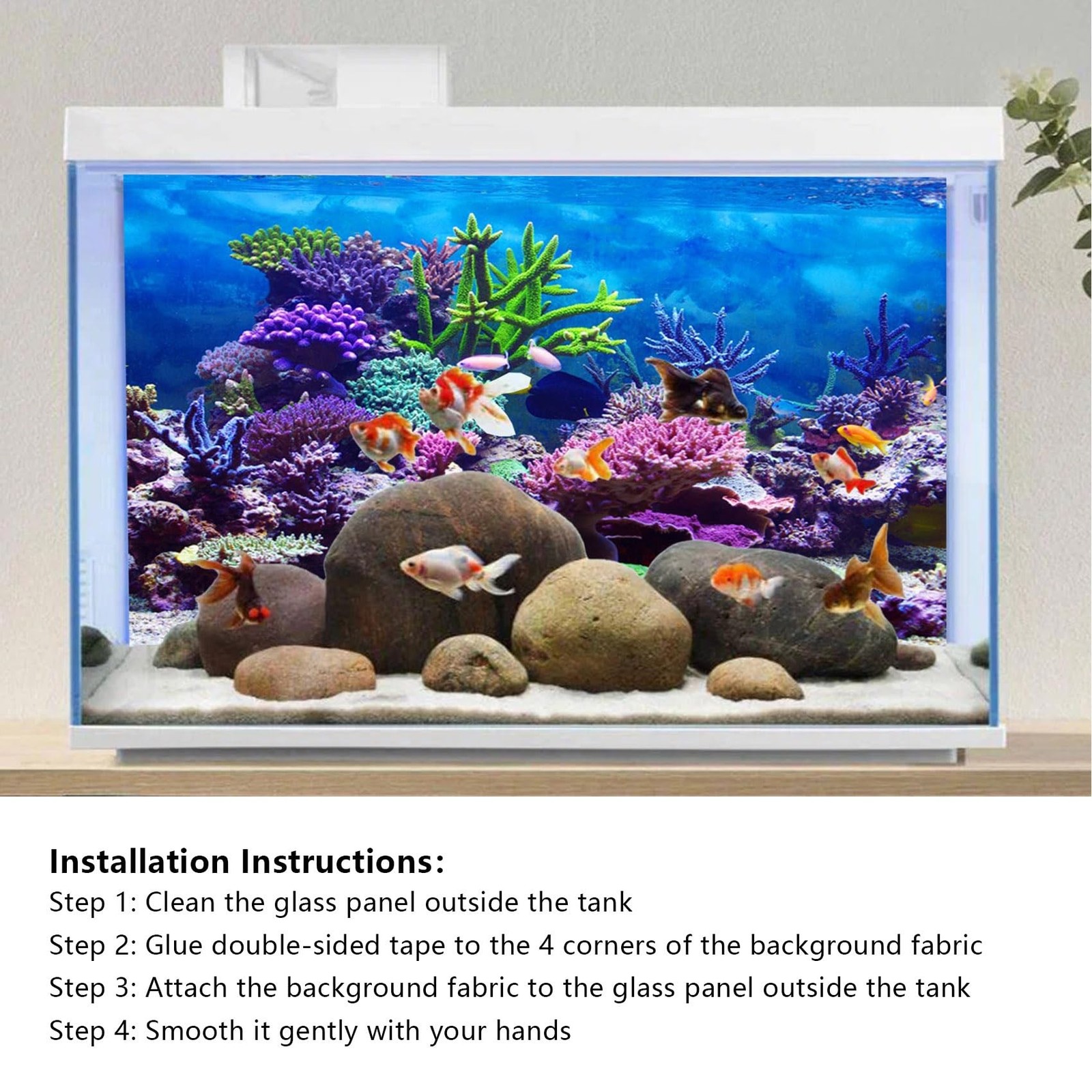 YongFoto Ocean Theme Fish Tank Background 36×18 inch Coral Seaweed Reef Rock …