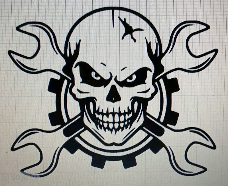 Skull and Wrench Crossbones Decal