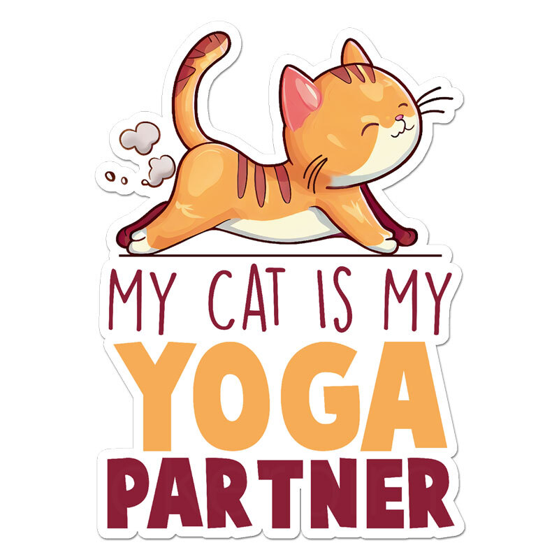 Cat Yoga Partner, Vinyl Decal Sticker, Indoor Outdoor, 3 Sizes, #11573