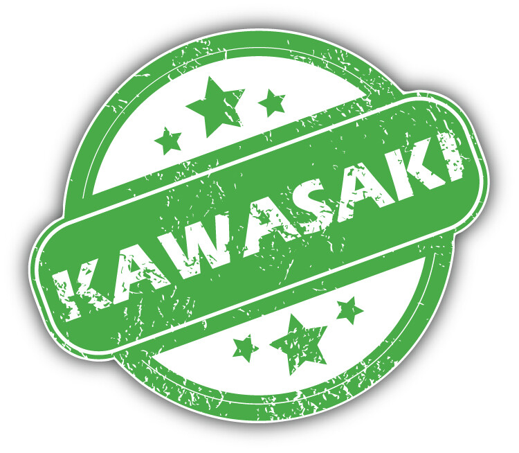 Kawasaki Grunge Rubber Travel Stamp Car Bumper Sticker Decal – ”SIZES”