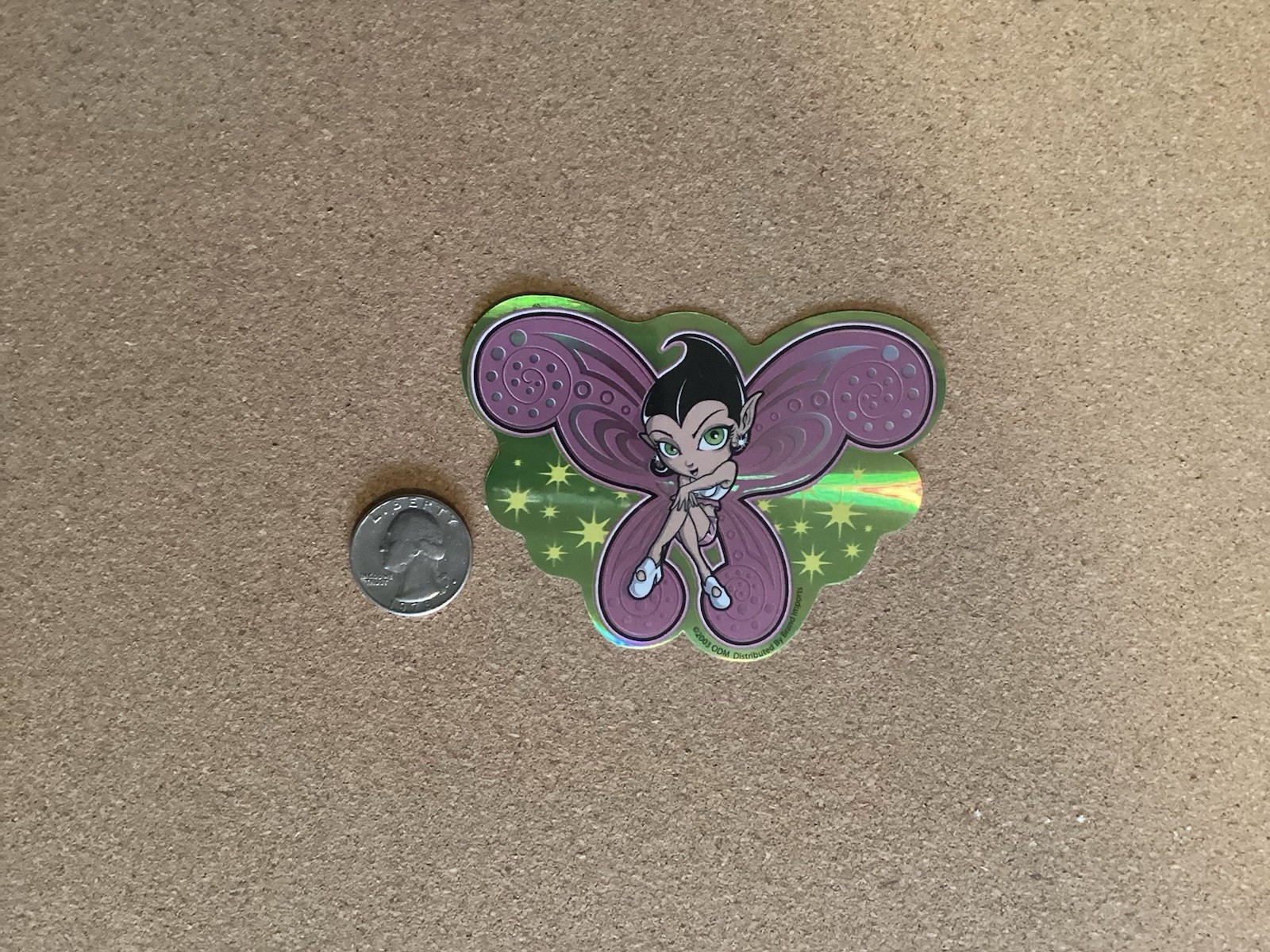 2003 Y2K ODM ZUM Brand Imports Prism Holo Girl Power Vending Sticker Fairy Girl