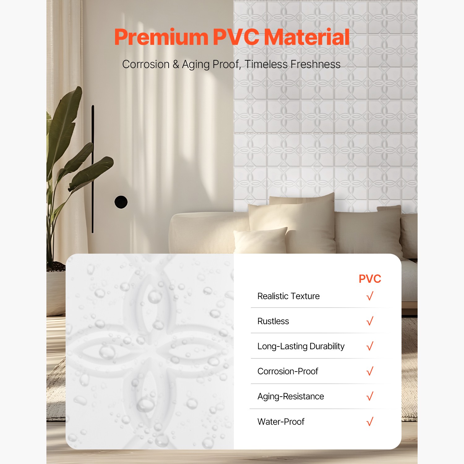Uimoso 33-Pack 3D PVC Wall Panels,11.81”x11.81”, 32 Sq.Ft,Floral Design, White