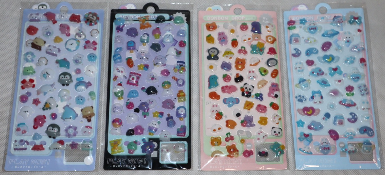 BONBON DROP SEAL STICKER SHEET LOT MINI 3D DECAL BUNDLE JAPAN CUTE FUNNY ANIMAL