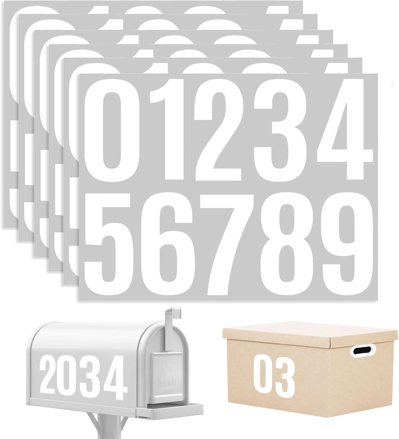 6 Sheets Mailbox Numbers Stickers 60 Pieces 4 Inch Waterproof Viny Self Adhesive
