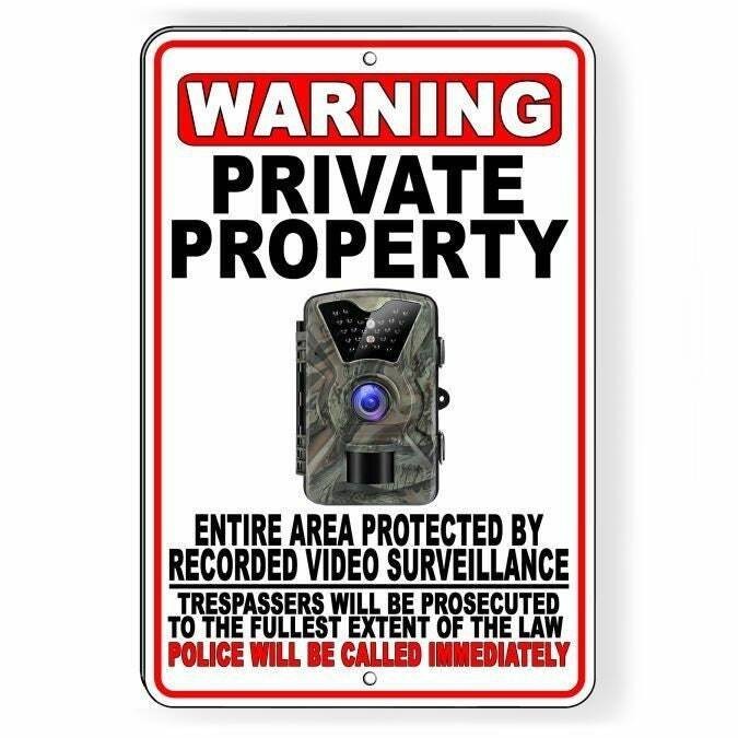 Private Property Trail Camera Recorded Video Surveillance Sign / Decal /